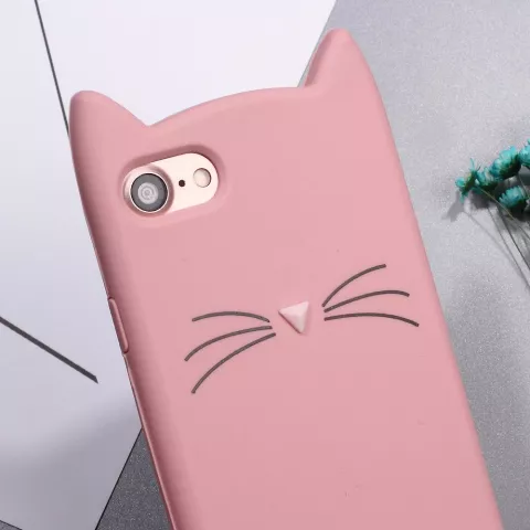 Rose chaton moustaches iPhone 7 8 SE 2020 SE 2022 cas &eacute;tui housse chaton