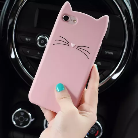 Moustaches de Chat Mignonnes compatible avec iPhone 7 8 SE 2020 SE 2022 Coque Chaton - Rose