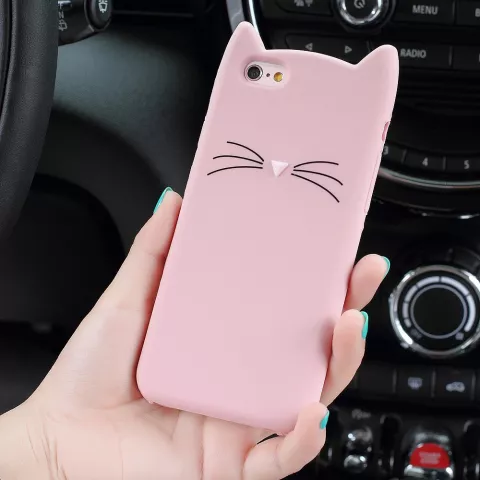 Moustaches de Chat Mignonnes compatible avec iPhone 7 8 SE 2020 SE 2022 Coque Chaton - Rose
