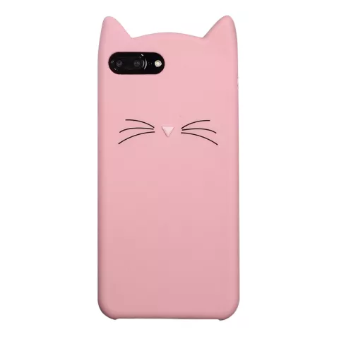 Moustaches de chat mignonnes compatible avec iPhone 7 Plus 8 Plus, &eacute;tui de protection chaton - Rose