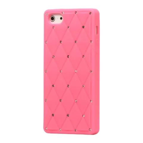 &Eacute;tui &agrave; bijoux en diamants roses compatible avec iPhone 5 5s SE 2016 housse bling