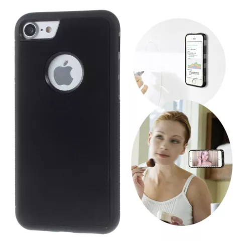 Coque anti-gravit&eacute; pour selfie mains libres, noire, compatible avec iPhone 7 8, rev&ecirc;tement nano