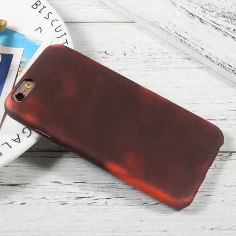 Coque en TPU &agrave; changement de couleur fluorescente thermique compatible avec iPhone 6 6s - Rouge