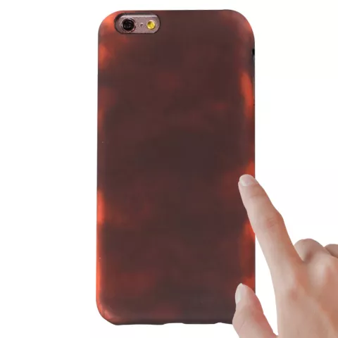 Coque en TPU &agrave; changement de couleur fluorescente thermique compatible avec iPhone 6 6s - Rouge