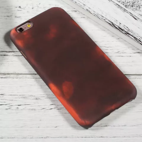 Coque en TPU &agrave; changement de couleur fluorescente thermique compatible avec iPhone 6 6s - Rouge