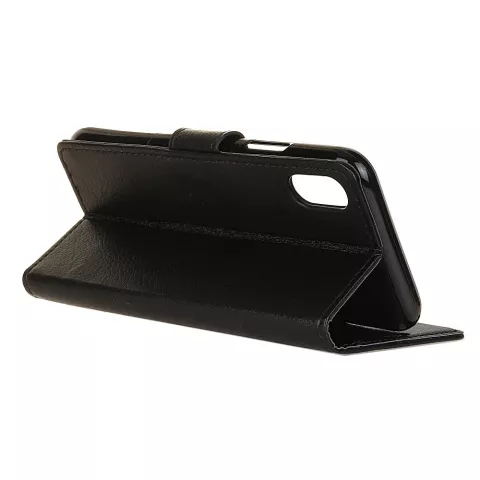 Portefeuille noir compatible avec iPhone X XS housse de portefeuille en cuir noir - Biblioth&egrave;que