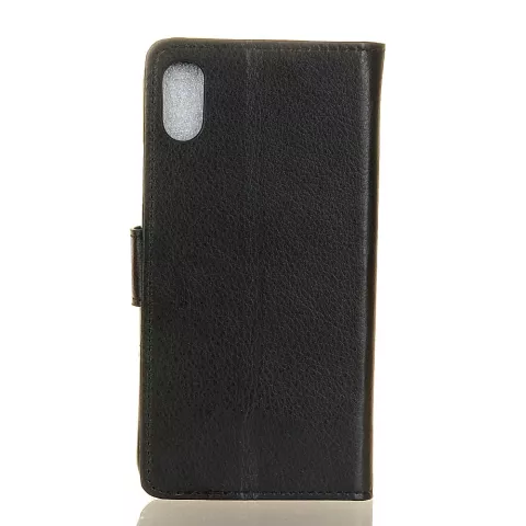 Portefeuille noir compatible avec iPhone X XS housse de portefeuille en cuir noir - Biblioth&egrave;que