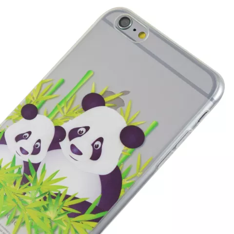 Coque transparente en bambou Panda pour iPhone 6 Plus 6s Plus