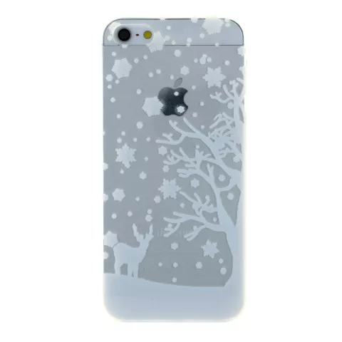 Housse de protection pour iPhone 5 5s SE 2016 en silicone de No&euml;l d&#039;hiver blanc