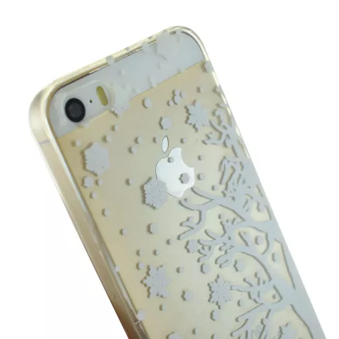 Housse de protection pour iPhone 5 5s SE 2016 en silicone de No&euml;l d&#039;hiver blanc