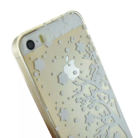Coque en silicone de No&euml;l d&#039;hiver blanc compatible avec iPhone 5 5s SE 2016