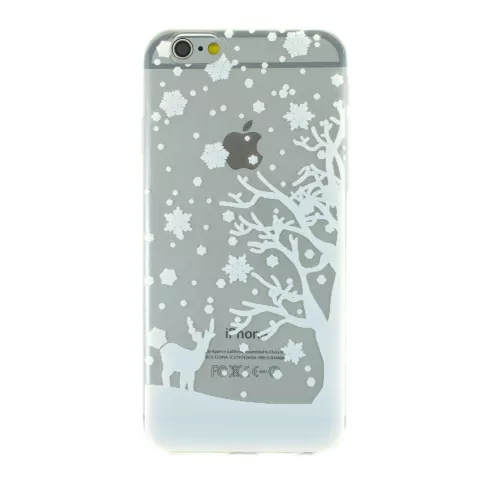 Housse de protection pour iPhone 6 Plus 6s Plus en silicone de No&euml;l d&#039;hiver blanc