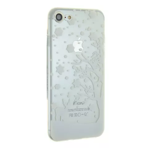 Coque en silicone compatible avec iPhone 7, 8, SE 2020, SE 2022, neige blanche, hiver, No&euml;l