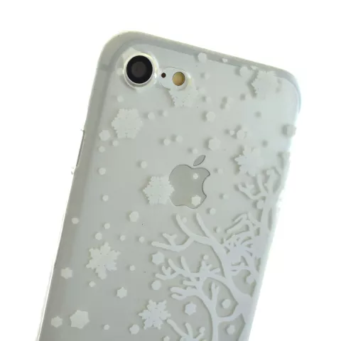 Coque en silicone compatible avec iPhone 7, 8, SE 2020, SE 2022, neige blanche, hiver, No&euml;l