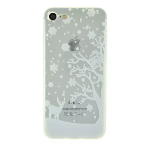 Coque en silicone compatible avec iPhone 7, 8, SE 2020, SE 2022, neige blanche, hiver, No&euml;l