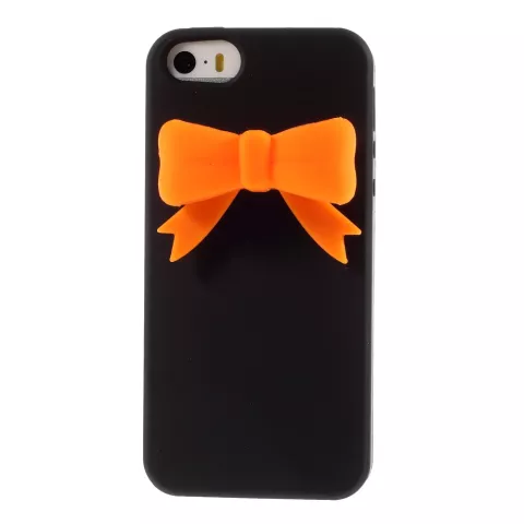 Housse de protection pour iPhone 5 5s SE 2016 avec noeud orange 3D noir