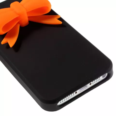 Housse de protection pour iPhone 5 5s SE 2016 avec noeud orange 3D noir