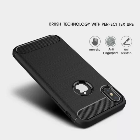 Coque Carbon Armor pour iPhone X XS protection TPU noire