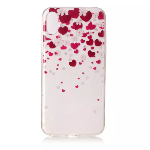 Coque coeur compatible avec iPhone X XS rose rouge coque TPU transparente