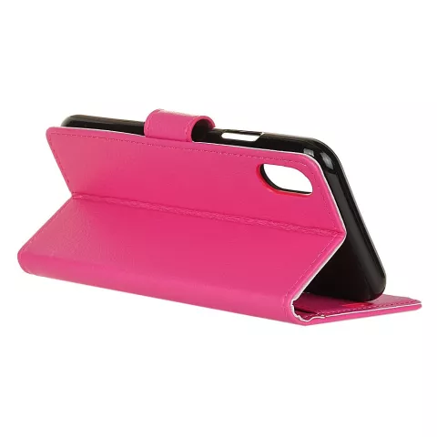 Portefeuille rose compatible avec iPhone X XS cover Bookcase portefeuille en cuir