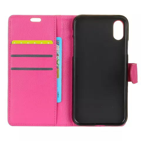 Portefeuille rose compatible avec iPhone X XS cover Bookcase portefeuille en cuir