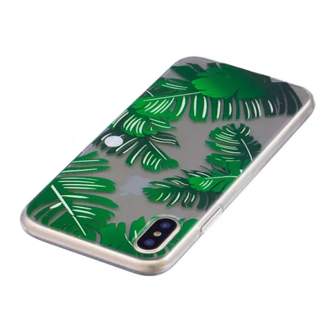 &Eacute;tui TPU Leaves transparent pour iPhone X XS Housse &eacute;tui nature verte