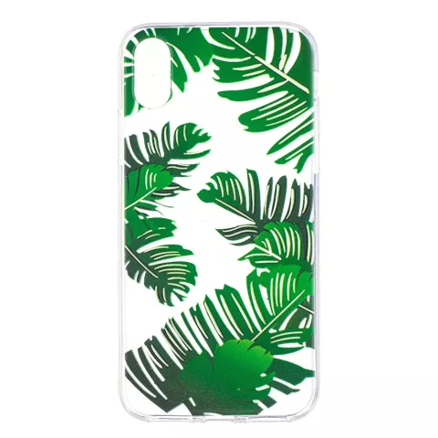 &Eacute;tui TPU Leaves transparent pour iPhone X XS Housse &eacute;tui nature verte