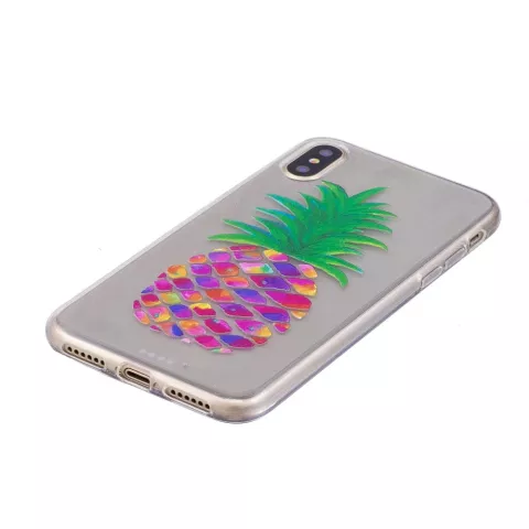 Coque ananas color&eacute;e compatible avec iPhone X XS coque fruit transparente