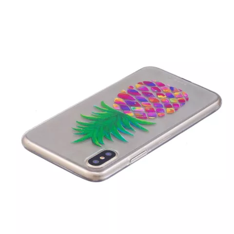 Coque ananas color&eacute;e compatible avec iPhone X XS coque fruit transparente