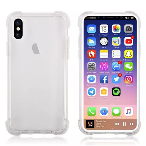 Coque robuste en TPU, protection transparente la coque compatible avec iPhone X XS
