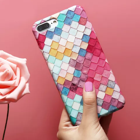 Coque rigide &agrave; &eacute;cailles color&eacute;es la coque compatible avec iPhone 7 Plus 8 Plus