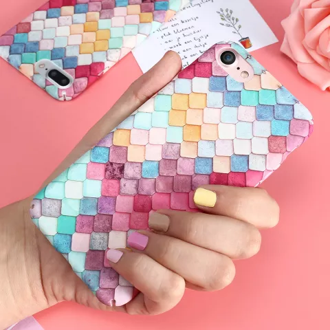 Coque rigide &agrave; &eacute;cailles color&eacute;es la coque compatible avec iPhone 7 Plus 8 Plus