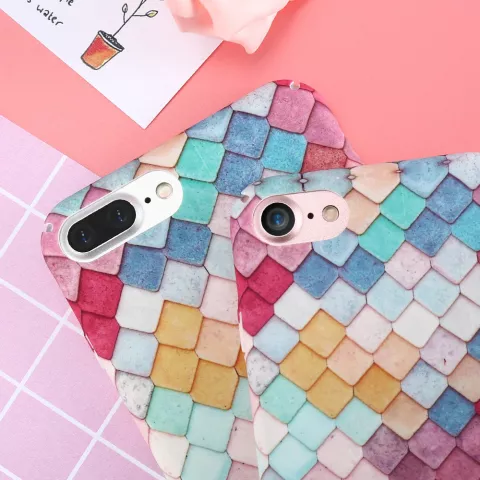 Coque rigide &agrave; &eacute;cailles color&eacute;es la coque compatible avec iPhone 7 Plus 8 Plus