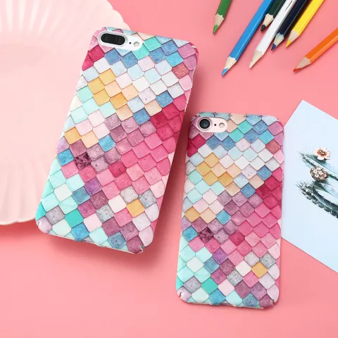 Coque rigide &agrave; &eacute;chelles color&eacute;es pour iPhone 7 Plus 8 Plus