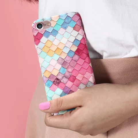 Coque rigide &agrave; &eacute;cailles color&eacute;es la coque compatible avec iPhone 7 Plus 8 Plus