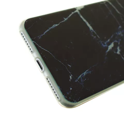 Coque TPU en marbre noir pour iPhone 7 Plus 8 Plus Housse en marbre