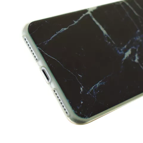 Coque en TPU en marbre noir compatible avec la couverture en marbre iPhone 7 Plus 8 Plus
