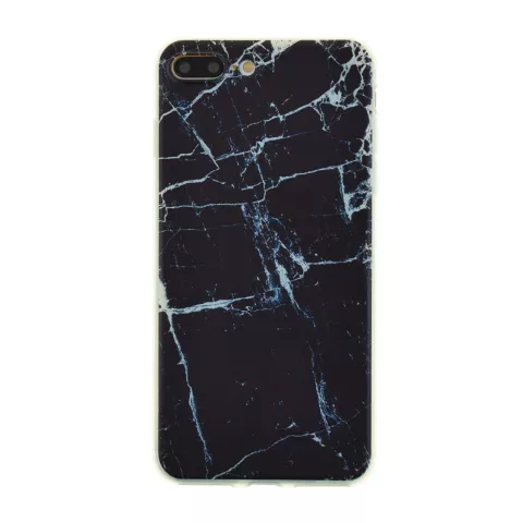Coque en TPU en marbre noir compatible avec la couverture en marbre iPhone 7 Plus 8 Plus