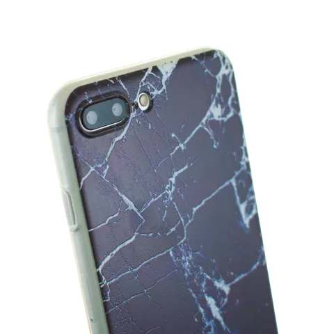 Coque en TPU en marbre noir compatible avec la couverture en marbre iPhone 7 Plus 8 Plus