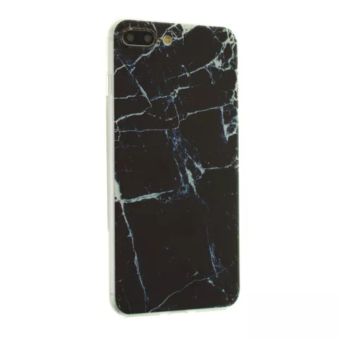 Coque en TPU en marbre noir compatible avec la couverture en marbre iPhone 7 Plus 8 Plus