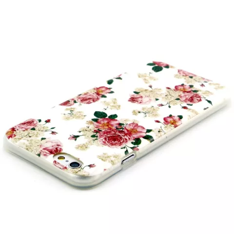 Coque de protection classique avec roses blanches et roses compatible avec iPhone 6 6S