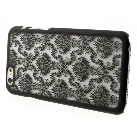Coque baroque noire compatible avec iPhone 6 6s coque rigide henn&eacute; damass&eacute; fleur