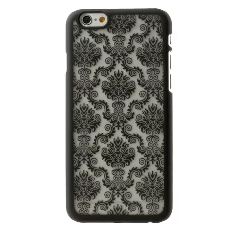 Coque baroque noire compatible avec iPhone 6 6s coque rigide henn&eacute; damass&eacute; fleur
