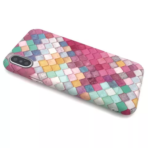 Coque rigide &agrave; &eacute;cailles color&eacute;es la coque compatible avec iPhone X XS