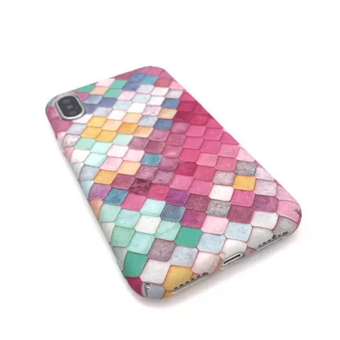 Coque rigide &agrave; &eacute;cailles color&eacute;es la coque compatible avec iPhone X XS