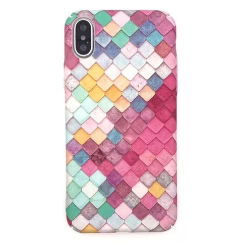 Coque rigide aux &eacute;chelles color&eacute;es pour iPhone X XS