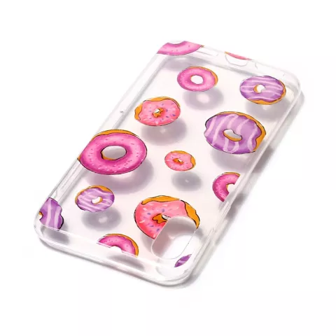 Coque transparente donuts rose violet compatible avec iPhone X XS coque TPU