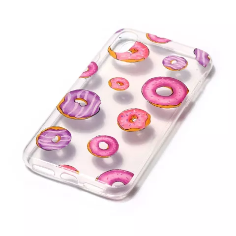 Coque transparente donuts rose violet compatible avec iPhone X XS coque TPU