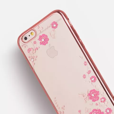 Coque en TPU rose fleurs papillons compatible avec iPhone 6 6s