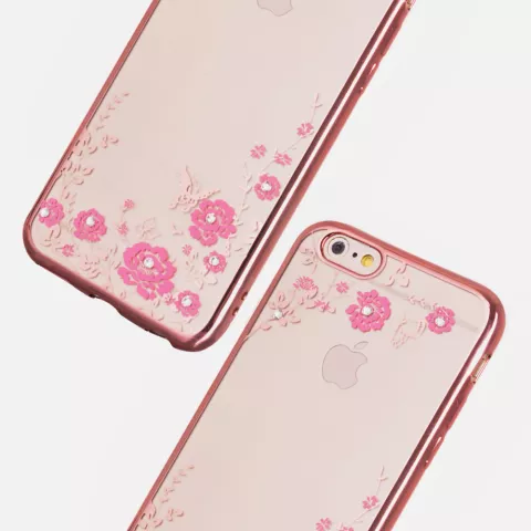 Coque en TPU rose fleurs papillons compatible avec iPhone 6 6s